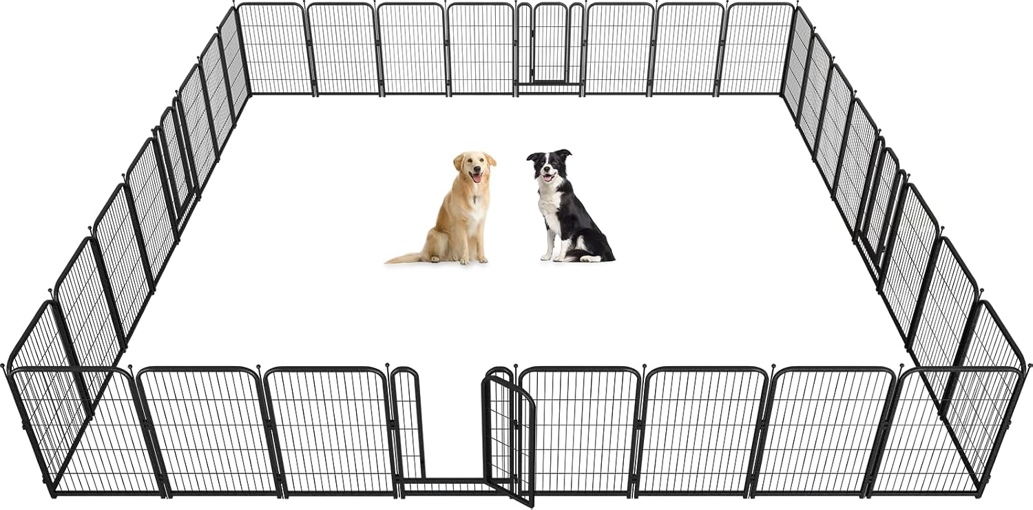 Metal Dog Playpen, 40" Inch Height 32 Panels, Large Dog Fence for Large/Medium/Small Dogs Indoor & Outdoor Bliss, Perfect Dog Pen for Camping, Yard and RV