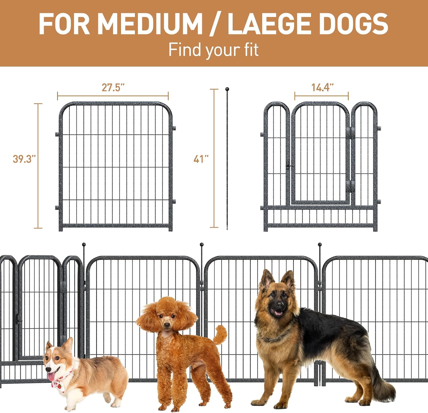Metal Dog Playpen, 40" Inch Height 32 Panels, Large Dog Fence for Large/Medium/Small Dogs Indoor & Outdoor Bliss, Perfect Dog Pen for Camping, Yard and RV