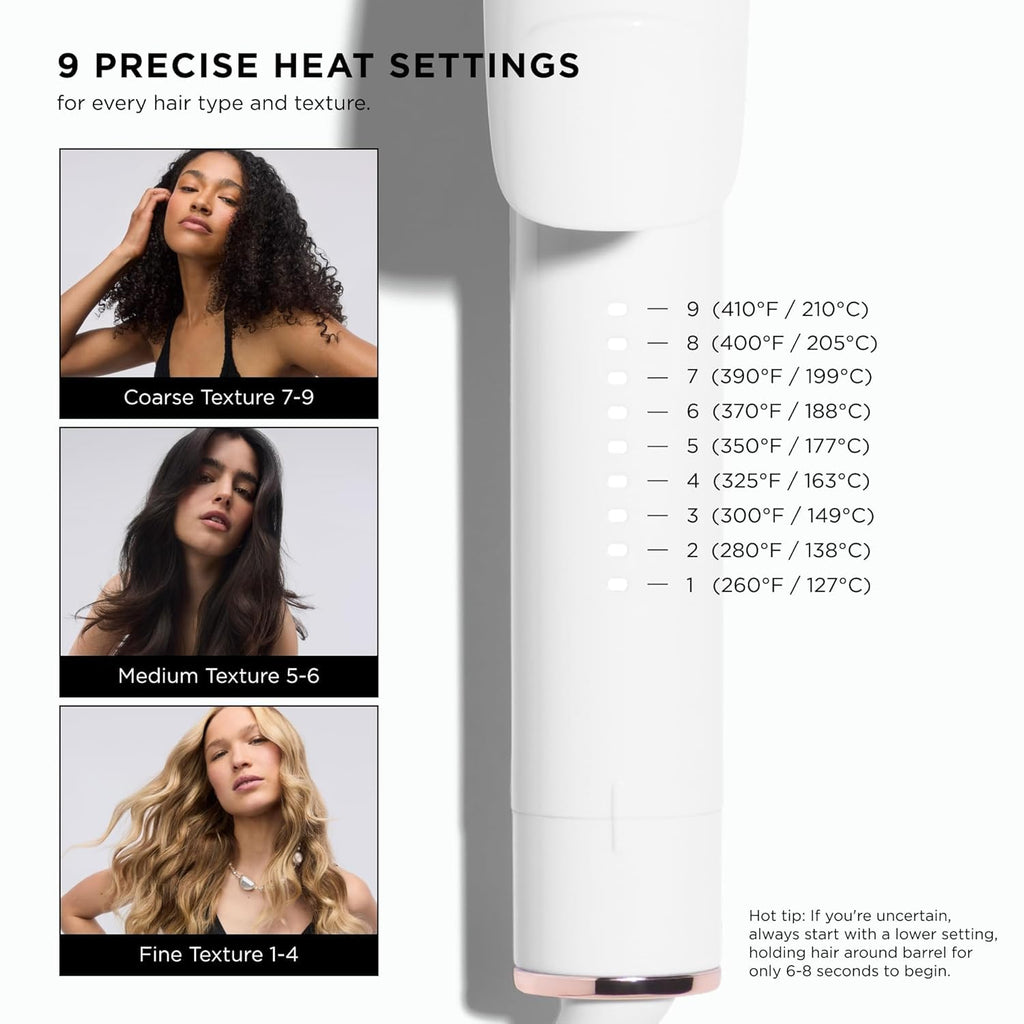 SinglePass Curl X Extra-Long Barrel 1", 1.25", 1.5" Curling Iron with 9 Heat Settings and Ceramic Barrel for Fast Styling and Lasting Results on All Hair Types