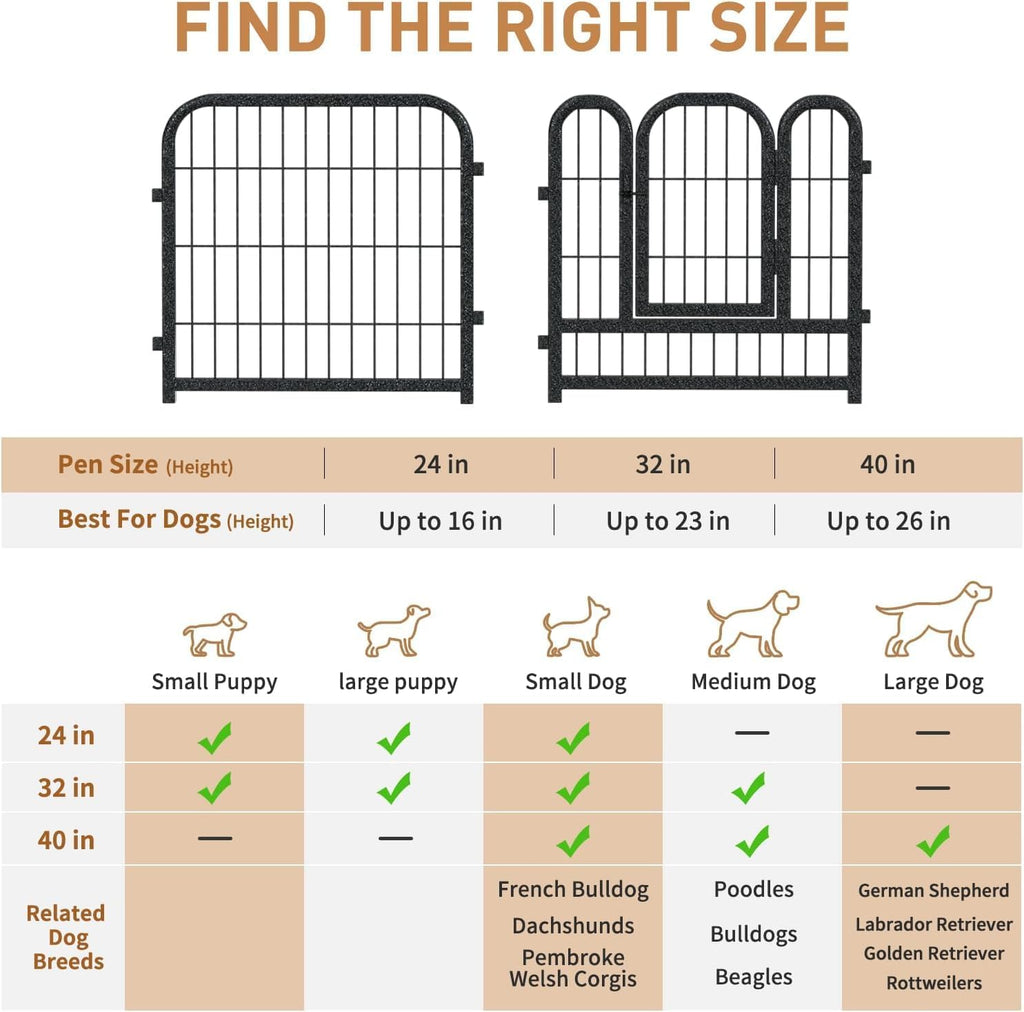 Metal Dog Playpen, 40" Inch Height 32 Panels, Large Dog Fence for Large/Medium/Small Dogs Indoor & Outdoor Bliss, Perfect Dog Pen for Camping, Yard and RV