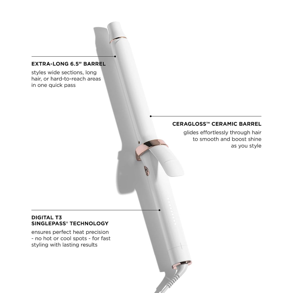SinglePass Curl X Extra-Long Barrel 1", 1.25", 1.5" Curling Iron with 9 Heat Settings and Ceramic Barrel for Fast Styling and Lasting Results on All Hair Types