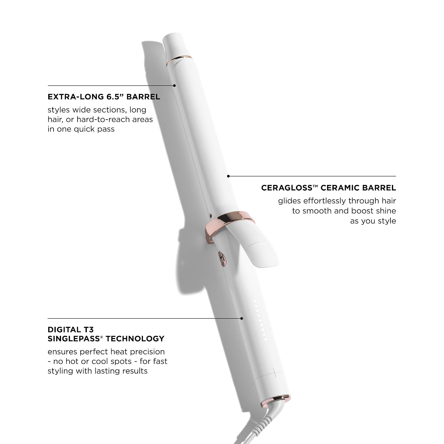 SinglePass Curl X Extra-Long Barrel 1", 1.25", 1.5" Curling Iron with 9 Heat Settings and Ceramic Barrel for Fast Styling and Lasting Results on All Hair Types