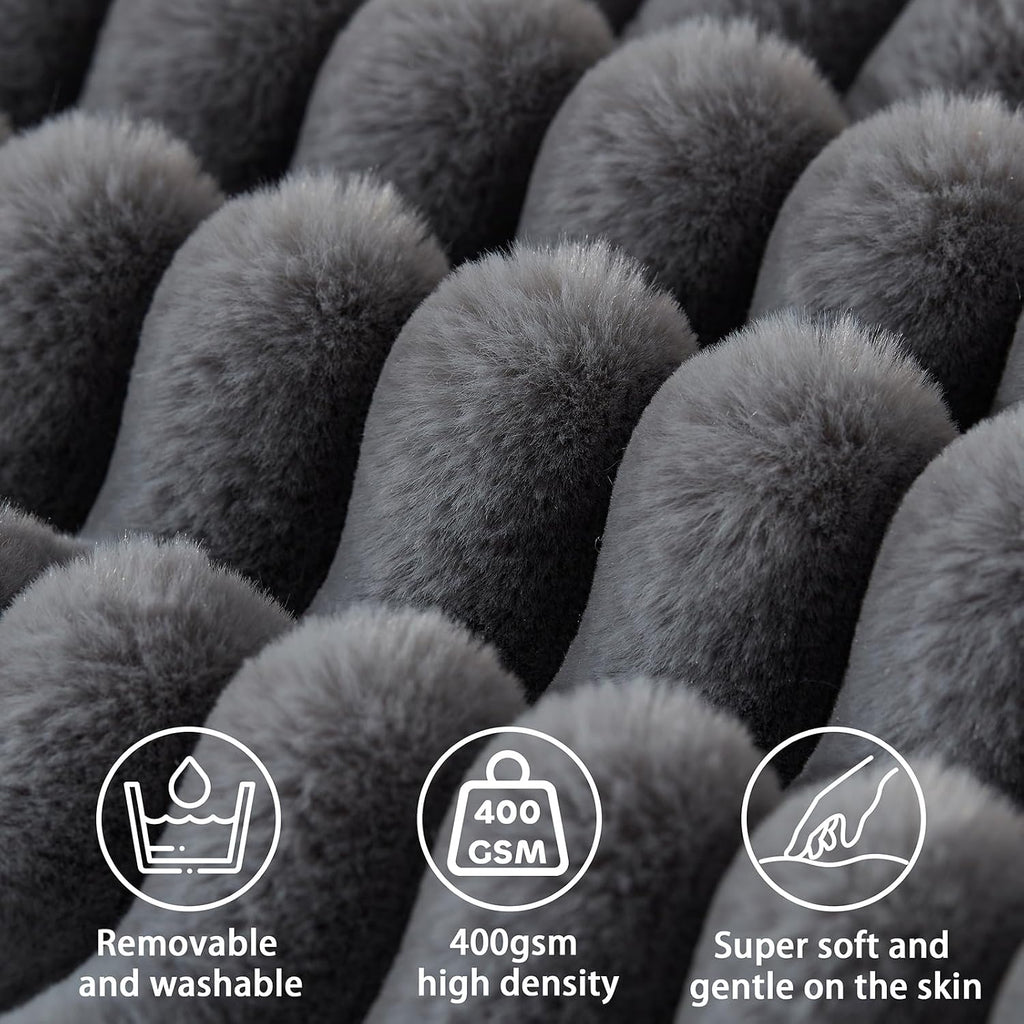 Headboard Pillow + A Long Neck Roll Pillow Body Pillow，Faux Fur Headboard Wedge Pillow with Removable Cover