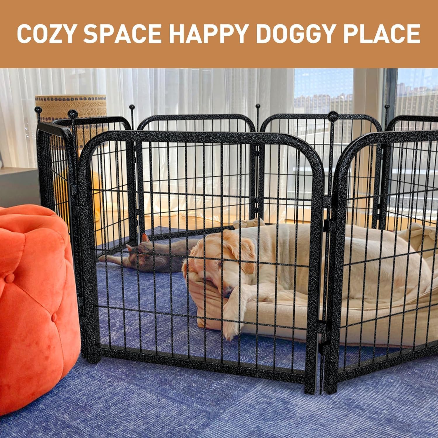 Metal Dog Playpen, 40" Inch Height 32 Panels, Large Dog Fence for Large/Medium/Small Dogs Indoor & Outdoor Bliss, Perfect Dog Pen for Camping, Yard and RV