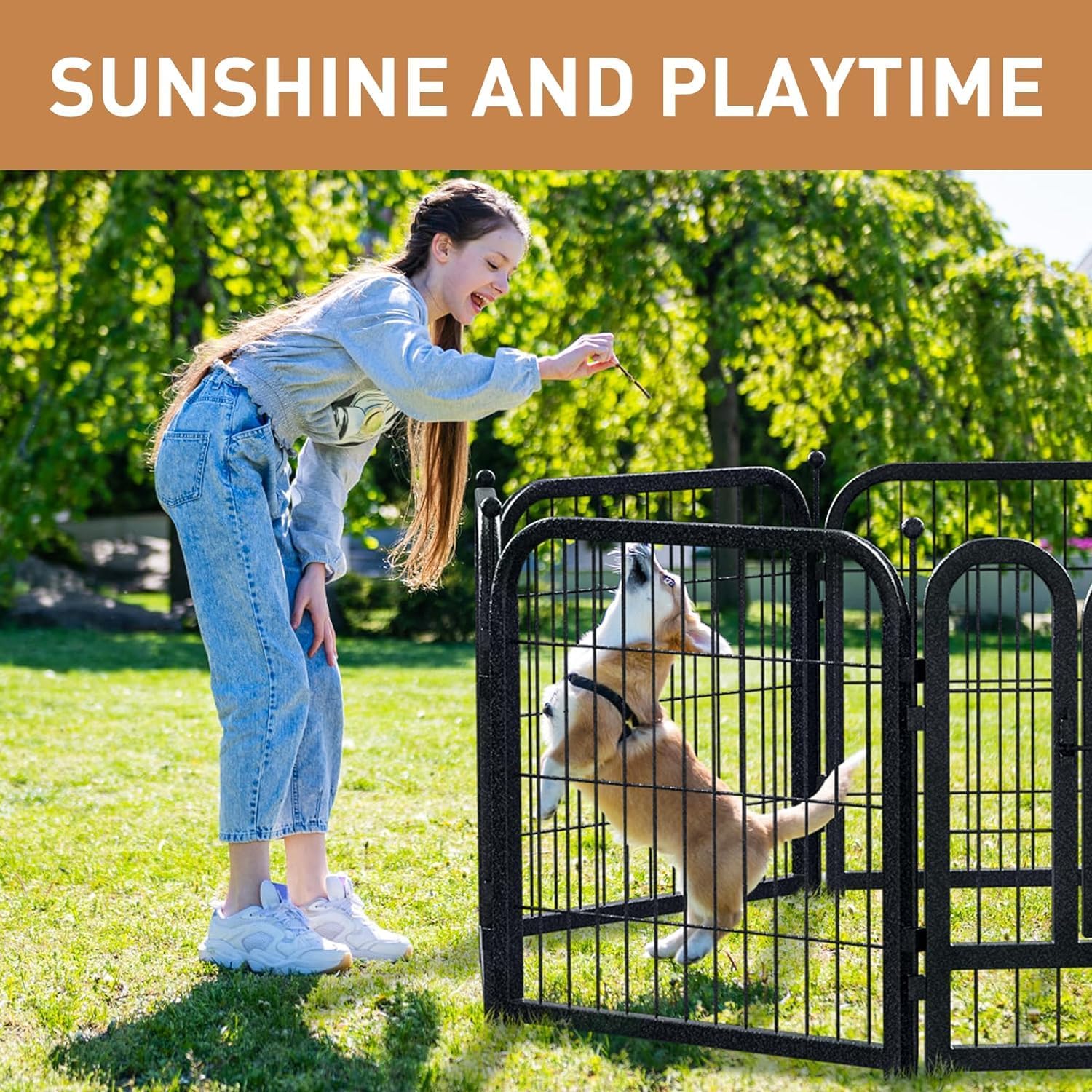 Metal Dog Playpen, 40" Inch Height 32 Panels, Large Dog Fence for Large/Medium/Small Dogs Indoor & Outdoor Bliss, Perfect Dog Pen for Camping, Yard and RV