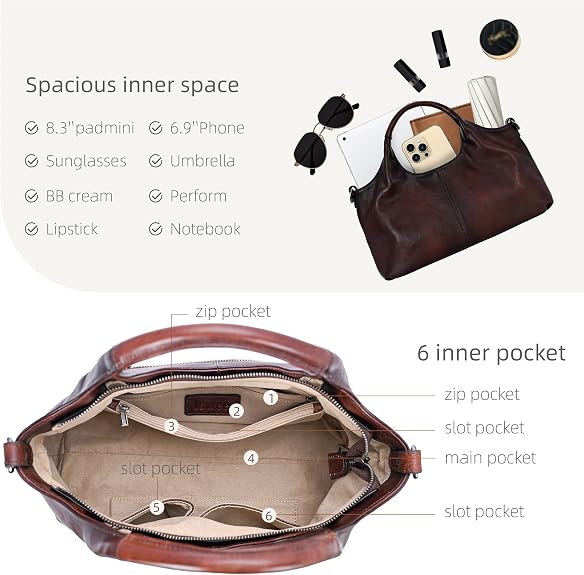 Soft Leather Purse for Women Satchel Handbags Crossbody Shoulder Bag | Genuine Leather Top Handle Bag Designer Hobo Medium Size Pocketbooks Luxury Classy Bag