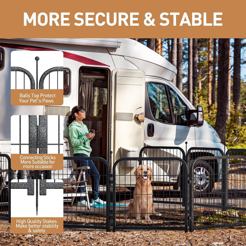 Metal Dog Playpen, 40" Inch Height 32 Panels, Large Dog Fence for Large/Medium/Small Dogs Indoor & Outdoor Bliss, Perfect Dog Pen for Camping, Yard and RV