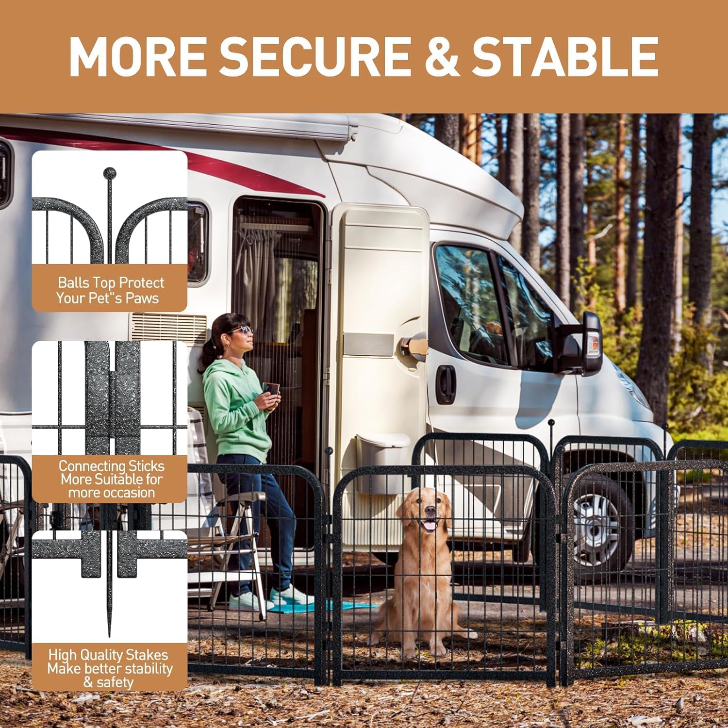 Metal Dog Playpen, 40" Inch Height 32 Panels, Large Dog Fence for Large/Medium/Small Dogs Indoor & Outdoor Bliss, Perfect Dog Pen for Camping, Yard and RV