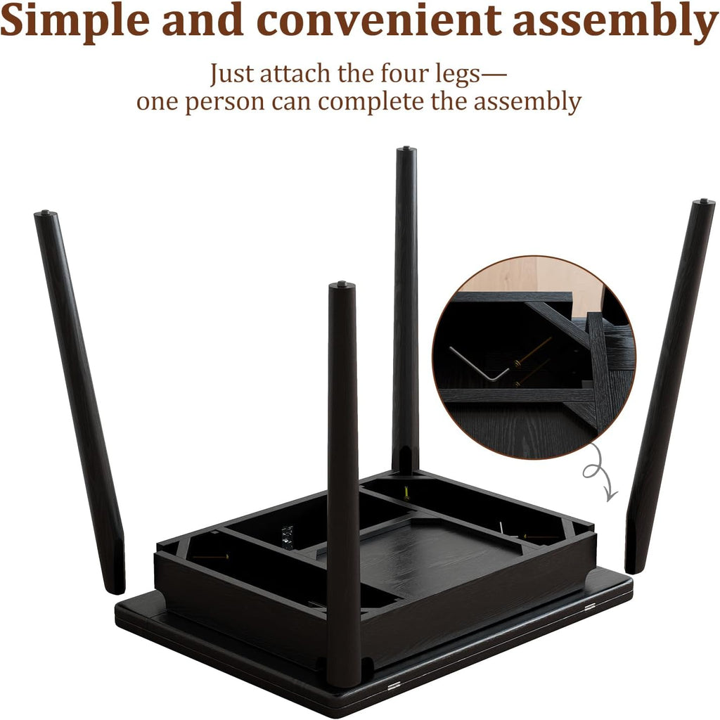 Solid Wood Small Dining Table, 23.6"L-47.2"L Expandable Kitchen Table for 2-6, Designed for Small Spaces, Easy Assembly, Suitable for Kitchen, Dining Room, Living Room, Apartment
