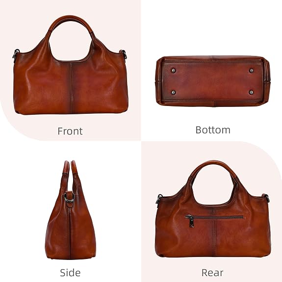 Soft Leather Purse for Women Satchel Handbags Crossbody Shoulder Bag | Genuine Leather Top Handle Bag Designer Hobo Medium Size Pocketbooks Luxury Classy Bag
