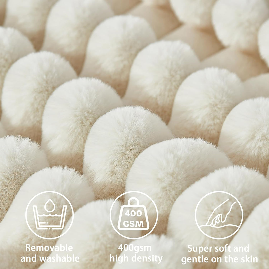 Headboard Pillow + A Long Neck Roll Pillow Body Pillow，Faux Fur Headboard Wedge Pillow with Removable Cover